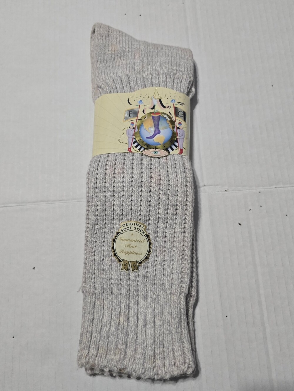 E.G. Smith Inc. NWT Original Boot Sock Light Gray Vintage 1985 Size 9 - 13